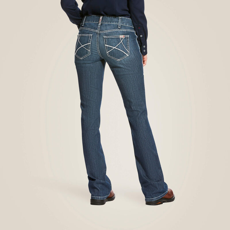 Ariat, Women's FR Mid Rise Stretch DuraLight Ella Boot Cut Jean, 10026006, Azurite