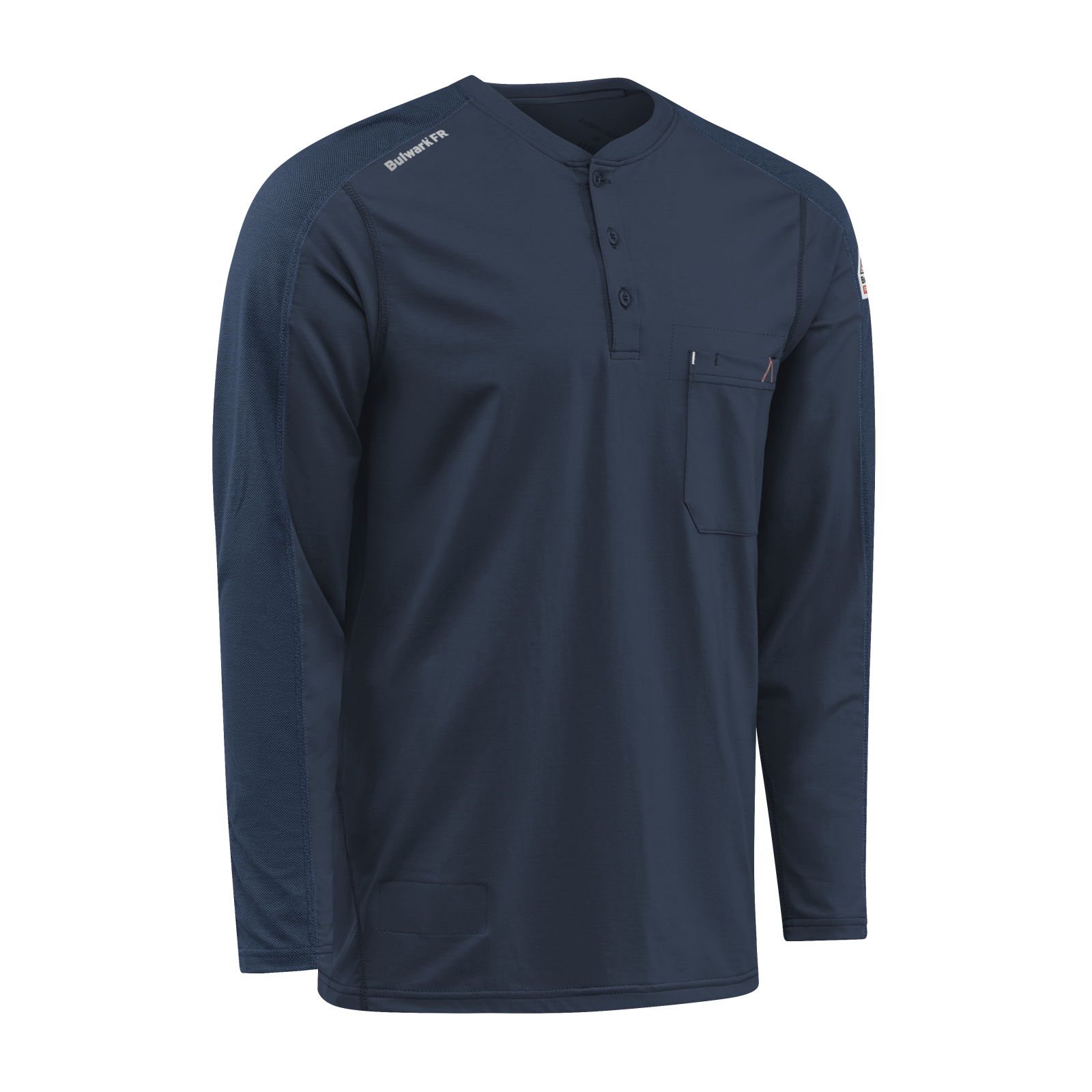 Bulwark Men's Navy Flex Knit Henley #STL2